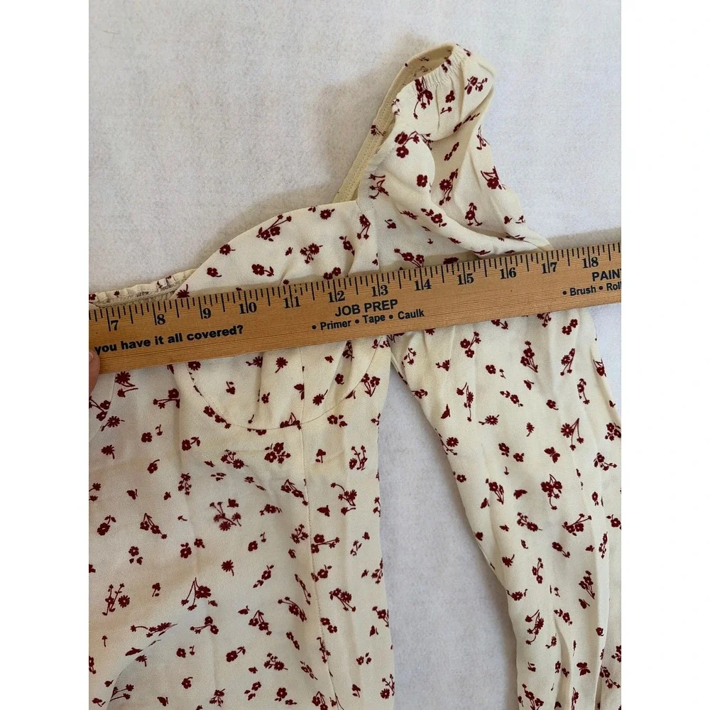 Reformation Floral Sweetheart Long Smocked Top Cream 4 Coquette Corset top